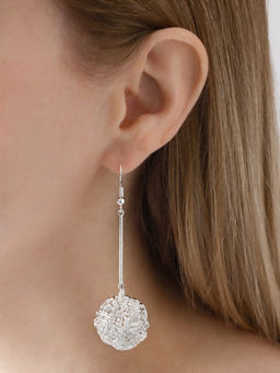 Серьги висячие Шарик переплетение, цвет серебро, 6.5 см