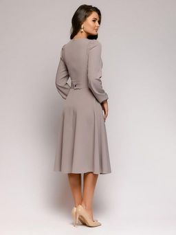 Платье цвета пыльной сирени длины миди с объемными рукавами - 1001dress фото 2