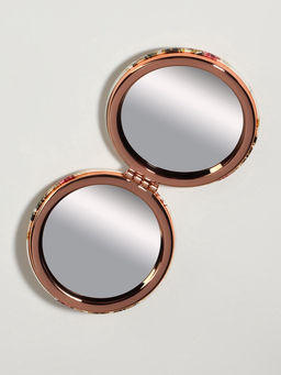 Зеркало складное «Париж», d=7.5 см, с увеличением х2, искусственная кожа, цвет золотистый