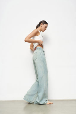 Джинсы-палаццо с потертостями Light green - Erist store фото 2