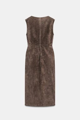 100% LEATHER MIDI DRESS - Zara фото 11