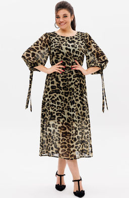 Платье ANELLI 1463 кедровый леопард