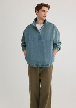 Yar? Fermuarl? Denim Sweatshirt