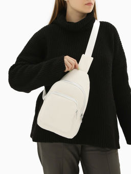 Рюкзак-слинг через плечо с карманом, размер 18×5.5×29 см, белый