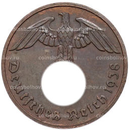 Монета 2 рейхспфеннига 1938 года F Германия