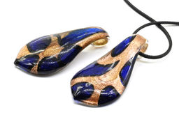 Кулон Лист 30*60мм из муранского стекла цв.синий