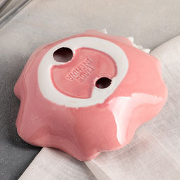 Блюдо «Голубки на цветке», 14×14 см, керамика, розовое