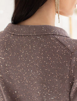 Джемпер поло с застежкой на пуговицы из хлопковой пряжи с пайетками - Vilatte фото 6