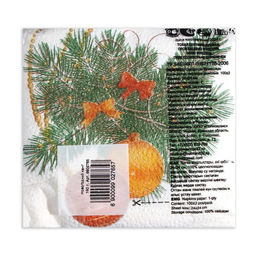 Цена за 4 шт. Салфетки бумажные Новогодний кант 1 слой, 24?24 см, 100 шт.