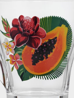 Цена за 20 шт. Кружка Тропические фрукты, 250 мл, стекло, прозрачная, рисунок МИКС