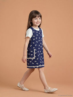 Fiyonk Bask?l? K?z ?ocuk Elbise ve Ti??rt