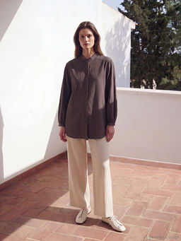 Hakim Yaka ?izgili Kad?n G?mlek Tunik