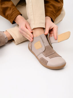 Босоногие ботинки 206.NATAbr.Визон+капучино замша/мех