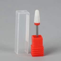 Цена за 2 шт. Фреза керамическая для маникюра «Конус», мелкая нарезка, 6×13 мм, в пластиковом футляре, белая