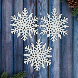 Цена за 3 шт. Ёлочные игрушки набор 3 шт. Зимнее волшебство. Снежинка - зимнее мерцание, 10 см, белый