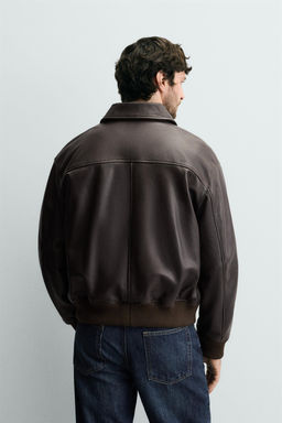 RELAXED FIT LEATHER JACKET - Zara фото 3