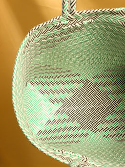 Сумка плетёная, 30×15×35 см, пластик, чёрно-бирюзовая