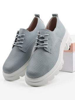 03-HY11-3D GRAY/LT. BLUE Полуботинки летние женские (натуральная кожа)
