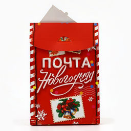 Цена за 2 шт. Коробка подарочная новогодняя складная Почта новогодняя, 15?7?22 см, Новый год