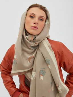 Большой, мягкий, теплый двусторонний палантин с принтом. - Tantino фото 2