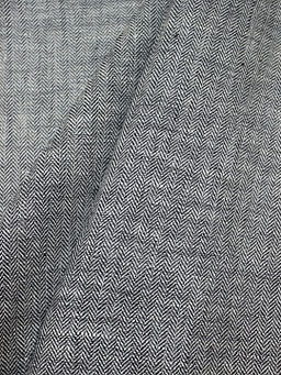 Лен костюмный с умягчением Елочка цв.молочный/черный, ш.1.5м, лен-100%, 195гр/м.кв