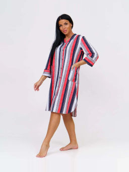 Халат женский, цвет синий красный белый