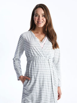 ?al Yaka ?izgili Uzun Kollu Hamile Sabahl?k