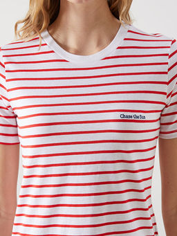 Bisiklet Yaka ?izgili Kad?n Ti??rt