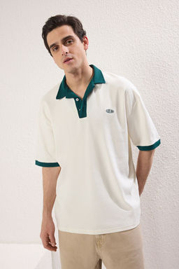 TRENDYOL MAN Lacivert Oversize/Genis Kesim Nak?s Detayl? Polo Yaka T-shirt TMNSS25PO00013 - Trendyolmilla фото 13