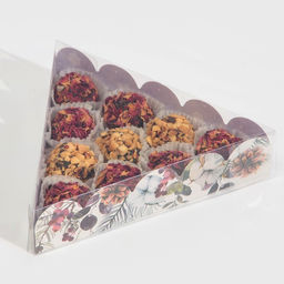 Цена за 5 шт. Коробка для кондитерских изделий новогодняя с пластиковой крышкой «С Новым годом», 18×18×4 см