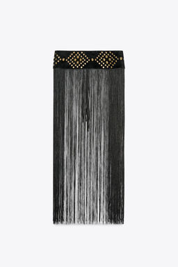 LEATHER STUDDED FRINGED CORSET BELT - Zara фото 5