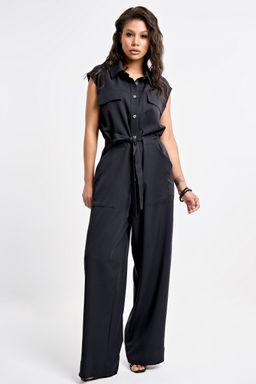 Комбинезон с брюками деловой офисный черный