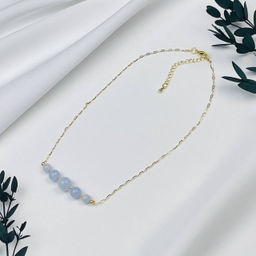 Колье на цепочке с Голубым агатом 42 см +