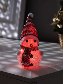 Ёлочная игрушка «Красный снеговичок», 8 см, 1 LED, от батареек AG13×3, свечение мульти (RGB)