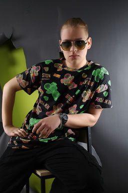 Футболка Berchelli 88061 из хлопка оверсайз  фото 7