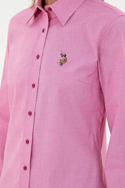 Женская базовая рубашка цвета фуксии с длинным рукавом Неожиданная скидка в корзине - U.s. polo assn фото 7