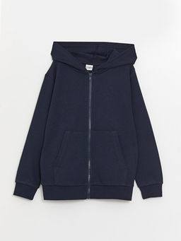 Kap??onlu Erkek ?ocuk Fermuarl? Sweatshirt