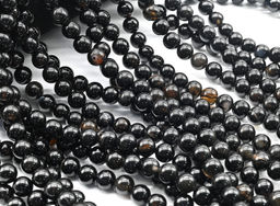 Бусины из агата черного шарик 8мм, 38см, 48 бусин Радуга камня