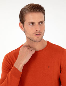Turuncu Slim Fit Bisiklet Yaka Basic Triko Kazak - Pierre cardin фото 2