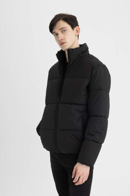 Пальто приталенного кроя с воротником-стойкой на подкладке - Defacto фото 4