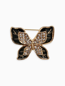 Брошь «Бабочка», маленькая, чёрная в золоте