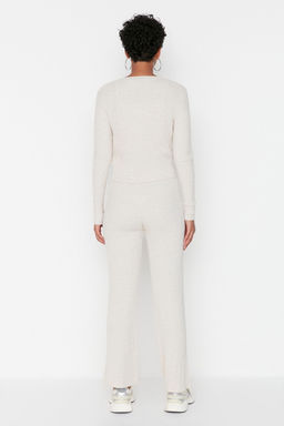 Bej Fitillli Bluz H?rka Pantolon Triko Alt-Ust Tak?m TWOAW22AU0006