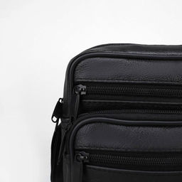 Сумка кросс-боди мужская на молнии, 4 наружных кармана, с ручкой, длинный ремень, 15×8.5×19 см, чёрная