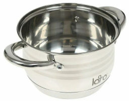 Кастрюля LARA (нерж) SONATA 20x12,5см, 3,9л, 7-cтупенчатое дно, комбо-полировка, крышка LR02-582  фото 4