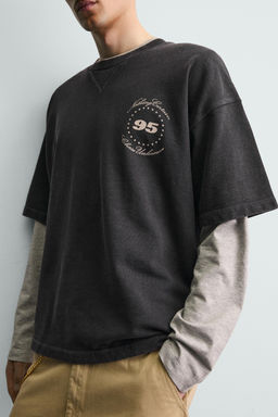 SUDADERA LAVADA GR?FICO CABALLOS / Gris antracita