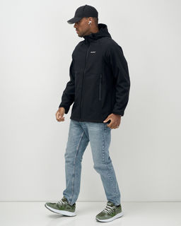 Ветровка спортивная мужская с капюшоном softshell черного цвета 9563Ch - Mtforce фото 3