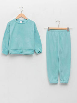 Bisiklet Yaka Basic Uzun Kollu Polar K?z ?ocuk Pijama Tak?m?