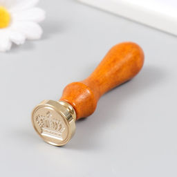 Печать для сургуча с деревянной ручкой «Корона», 9×2.5×2.5 см