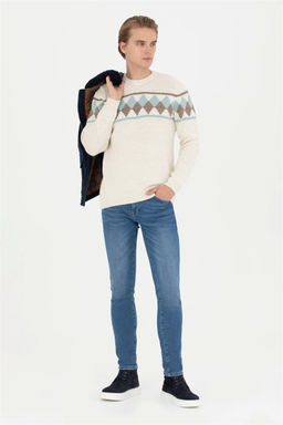 Мужской кремовый меланжевый свитер - U.s. polo assn фото 4