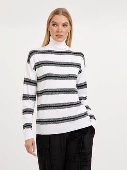 водолазка женская в молочном цвете в полоску